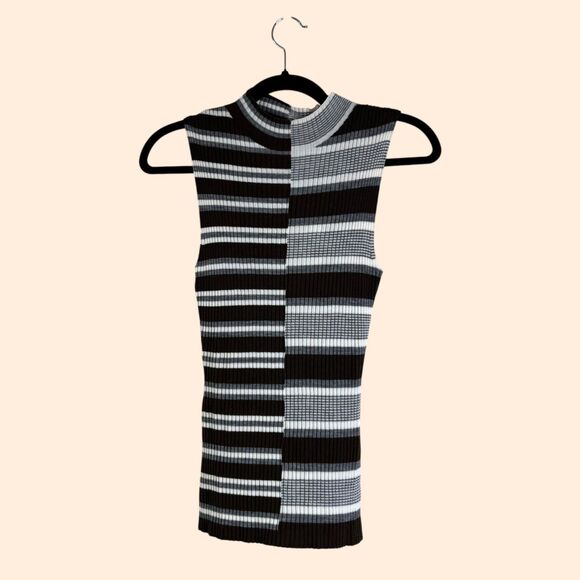 Theory Wool Multi Stripe Sleeveless Top - Picture 1 of 6